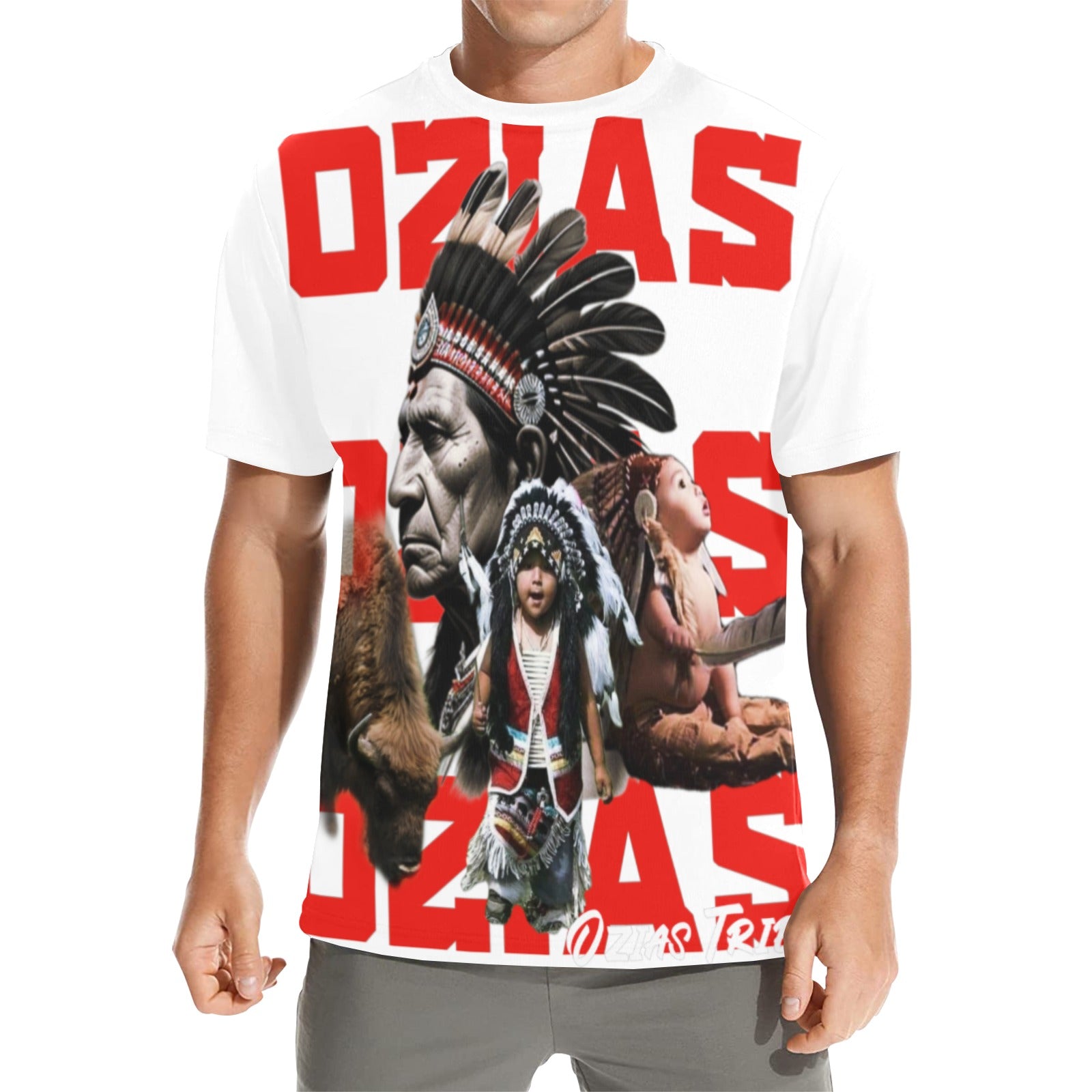 white and red ozias tribe shirt