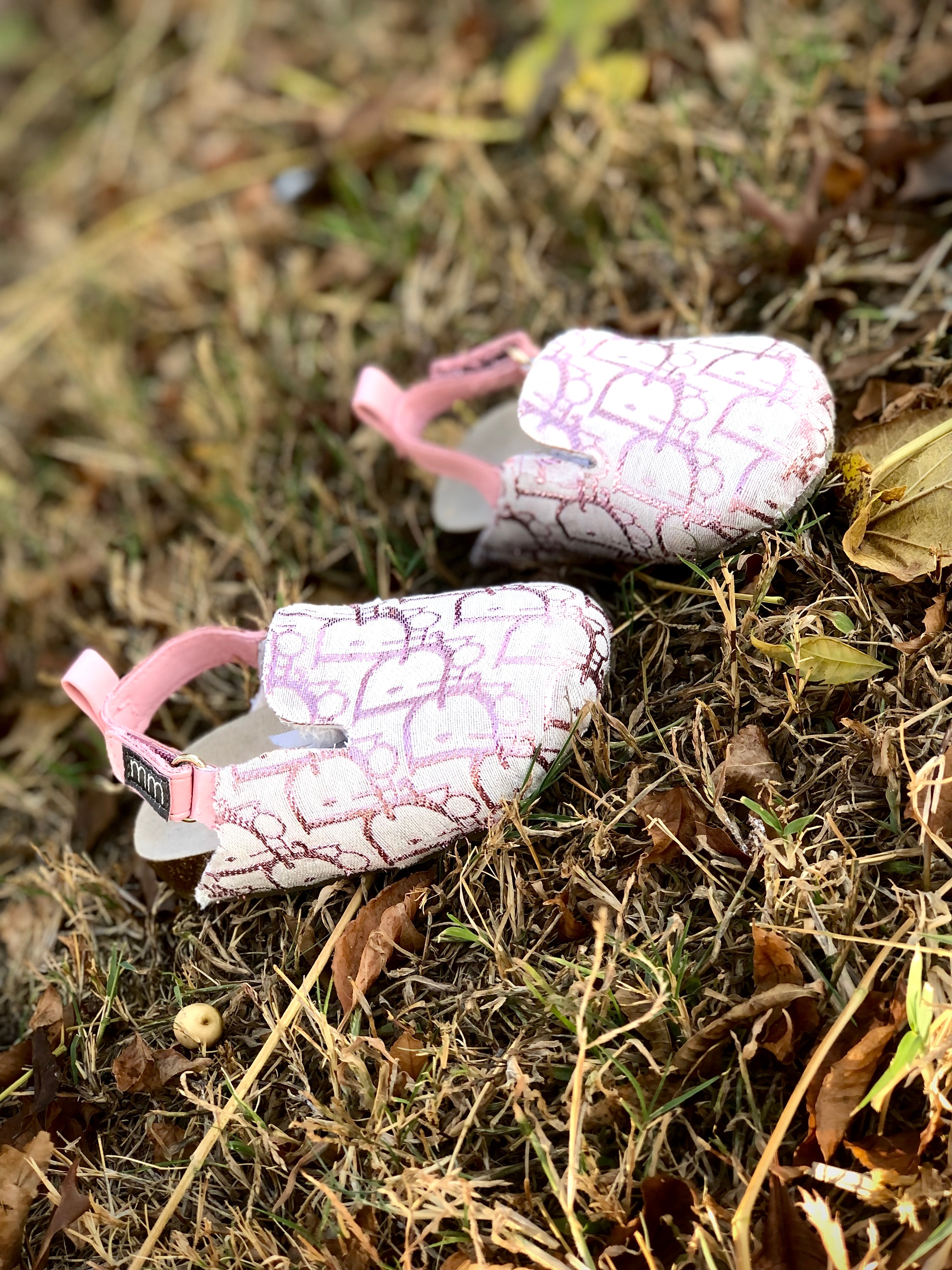 White and Pink Dior Footbed Slides