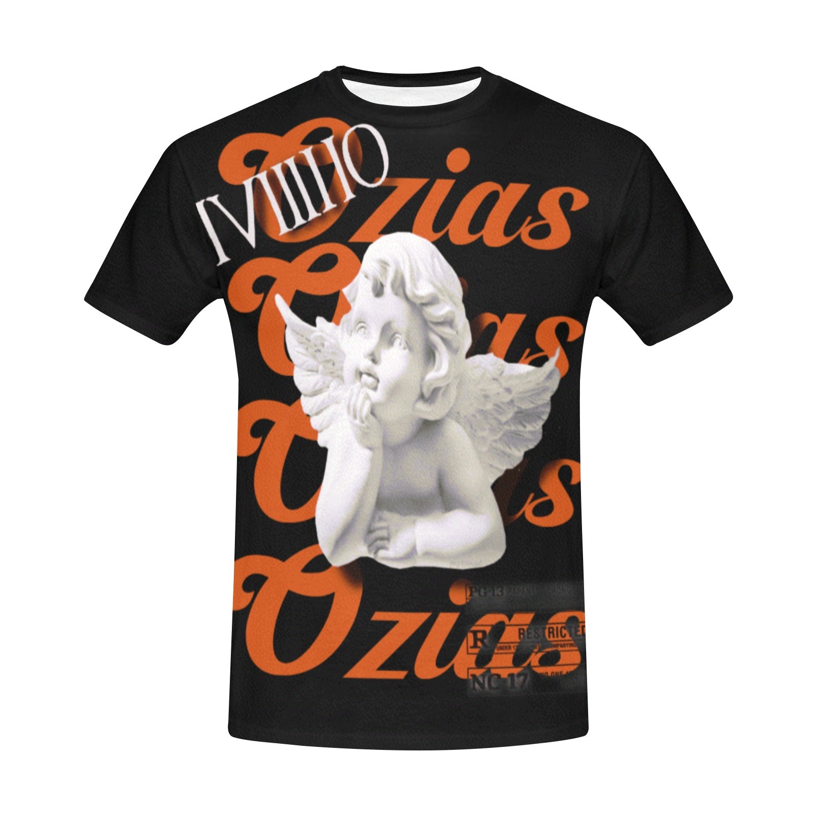 blck and orange ozias angel shirt