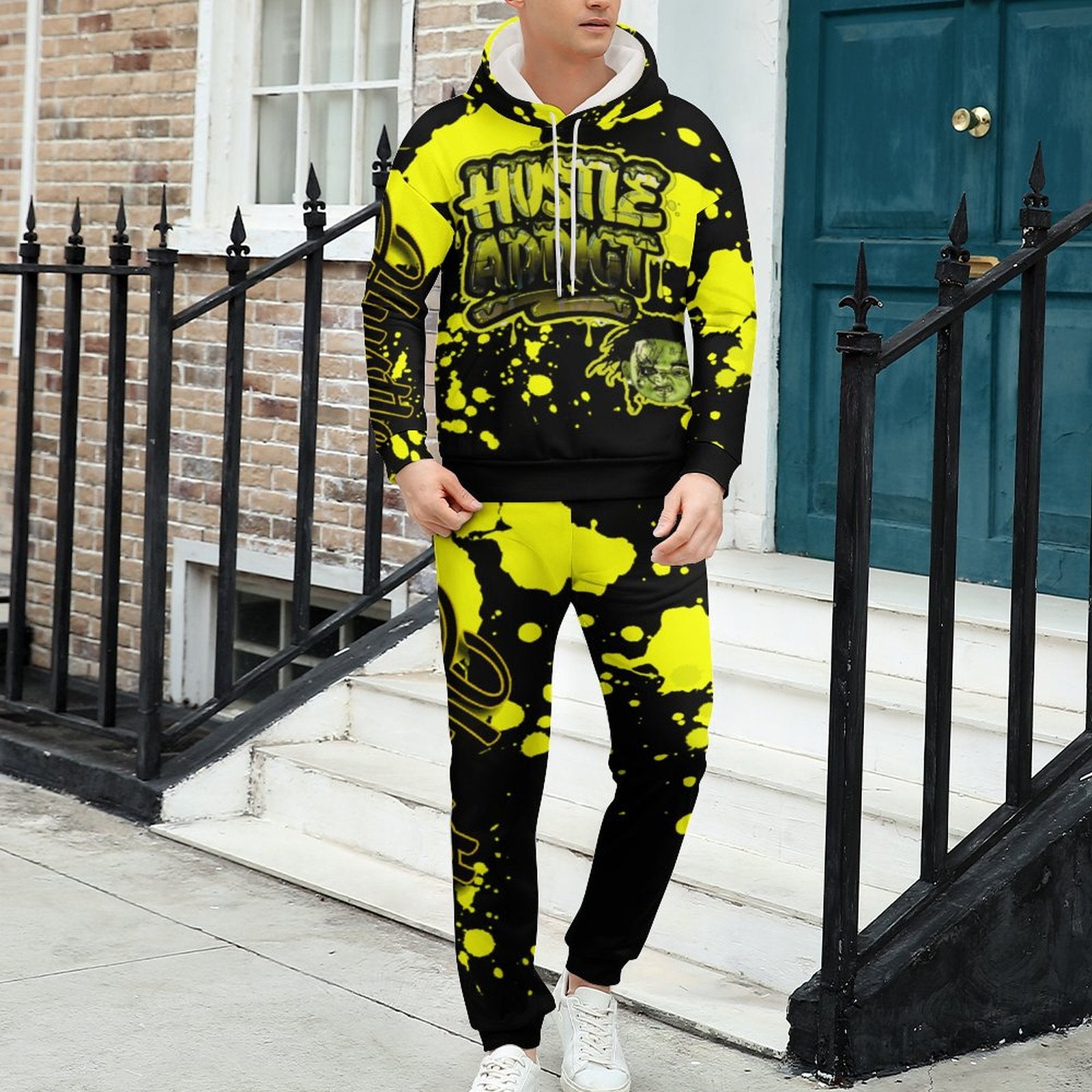 yellow splatt hustle addict jogger set