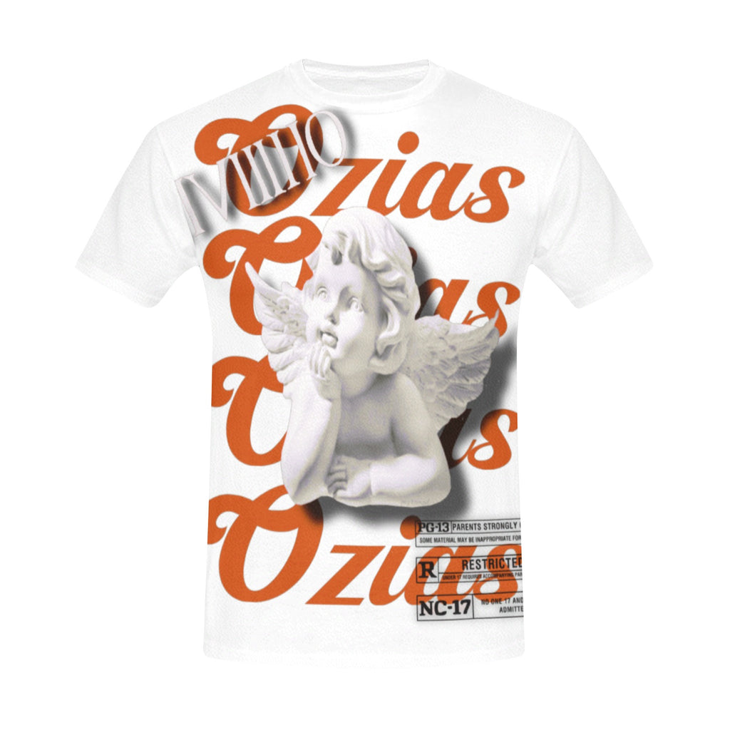 white and orange ozias angel shirt