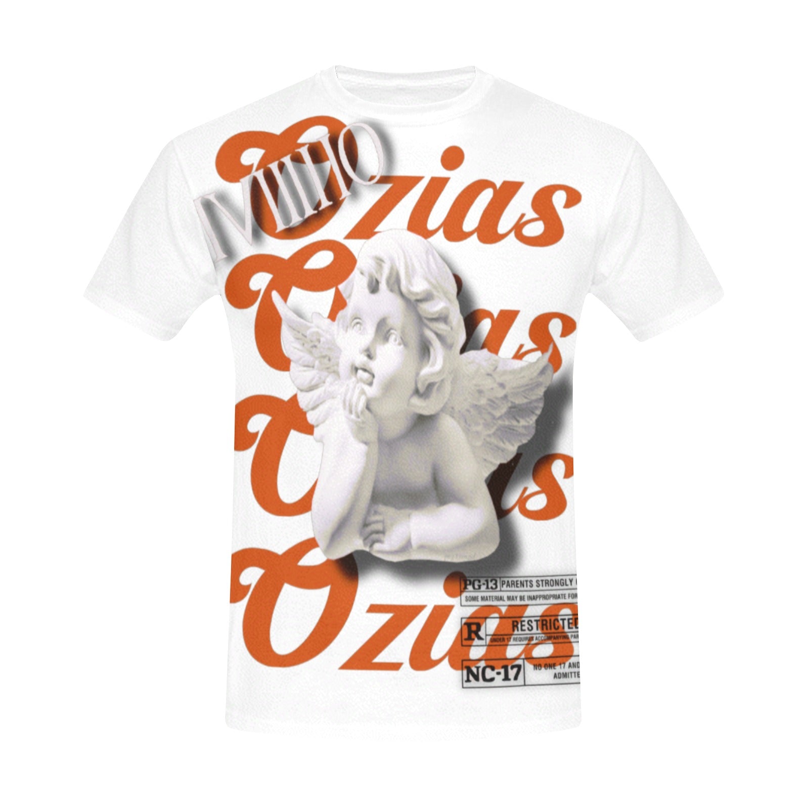 white and orange ozias angel shirt