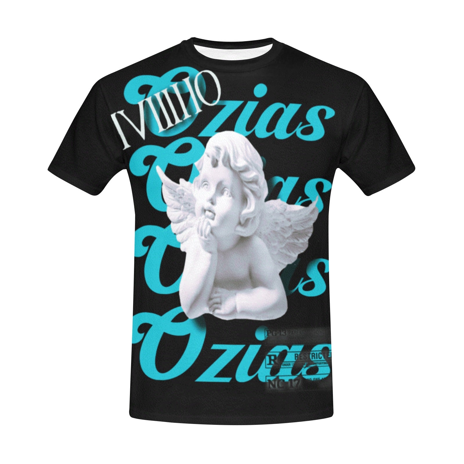 blck and teal ozias angel shirt