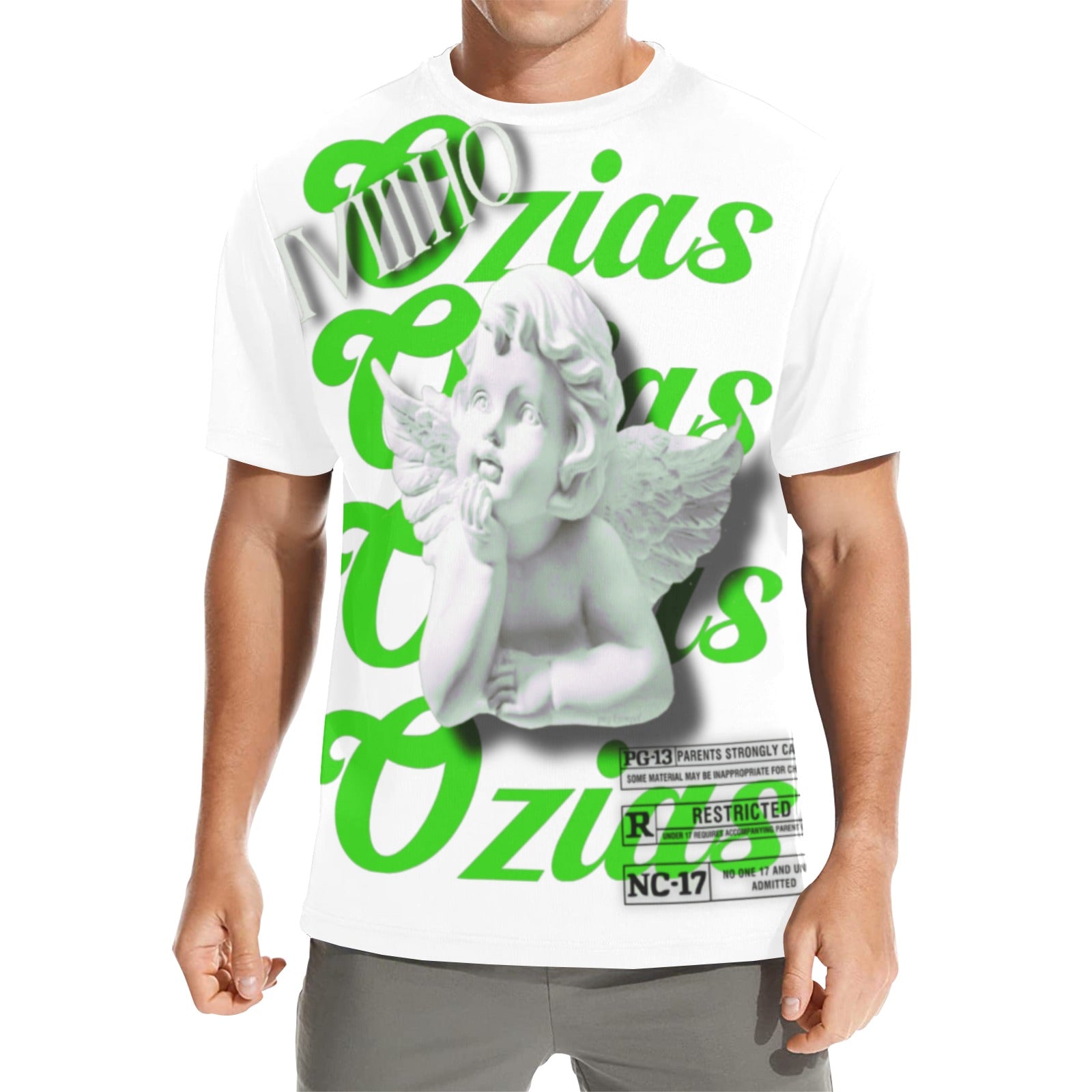 white and green ozias angel shirt