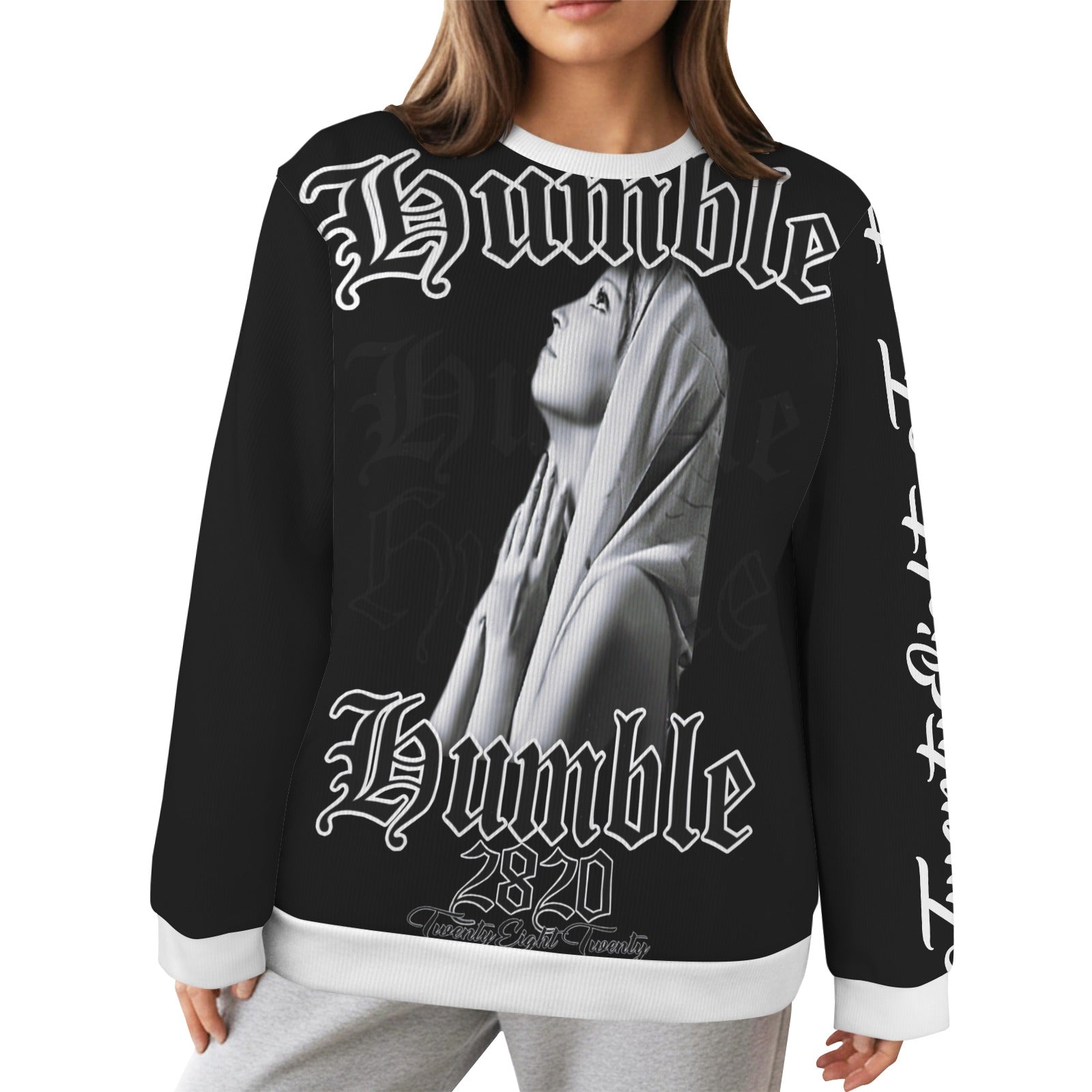 black and white humble sweater