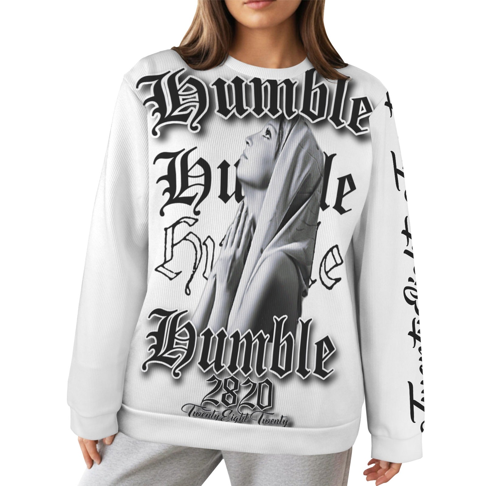 white humble sweater