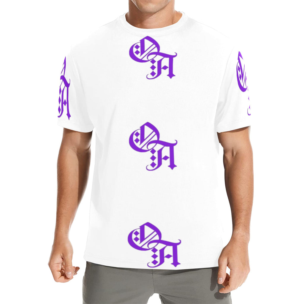 white and purple oa shirt