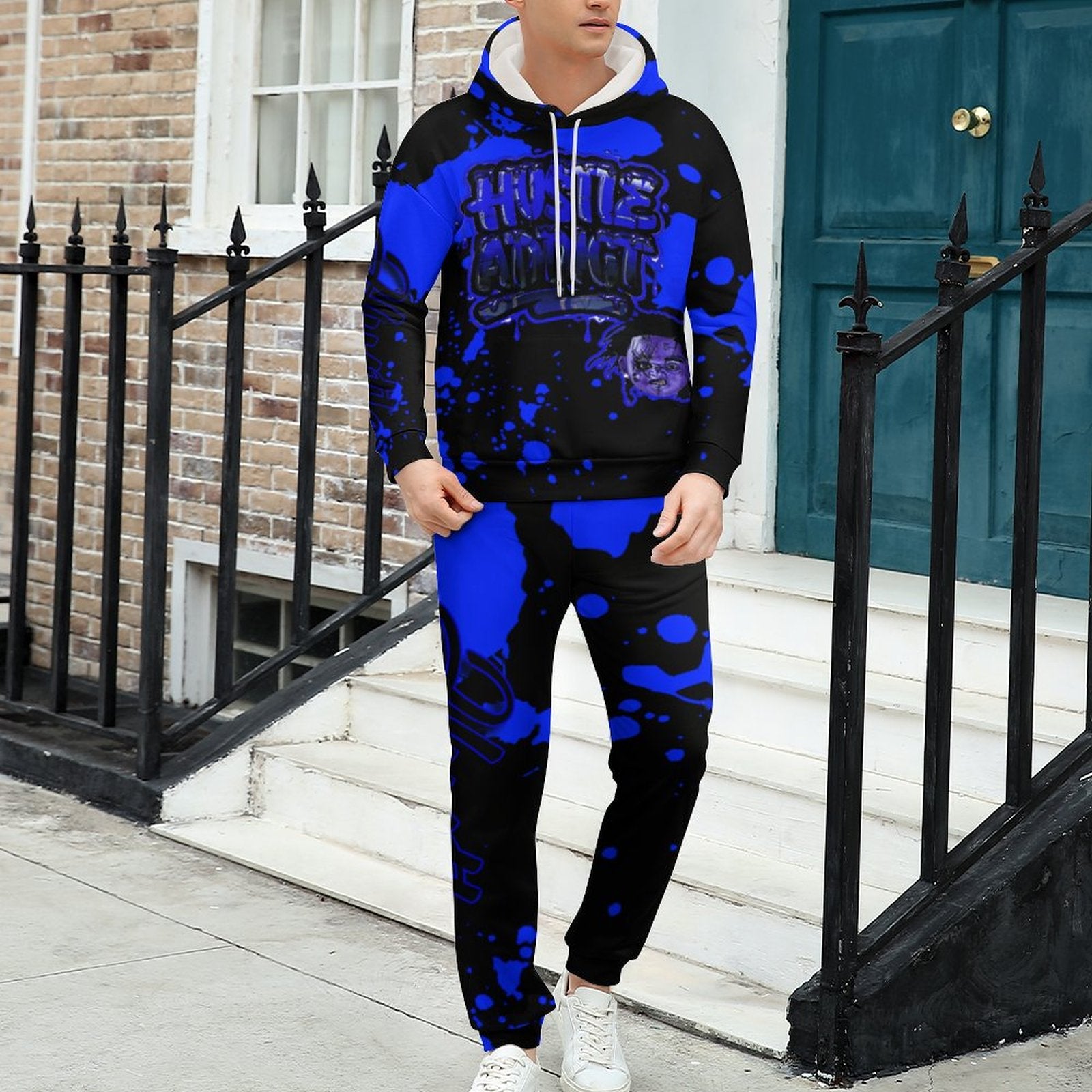 blue splatt hustle addict jogger set