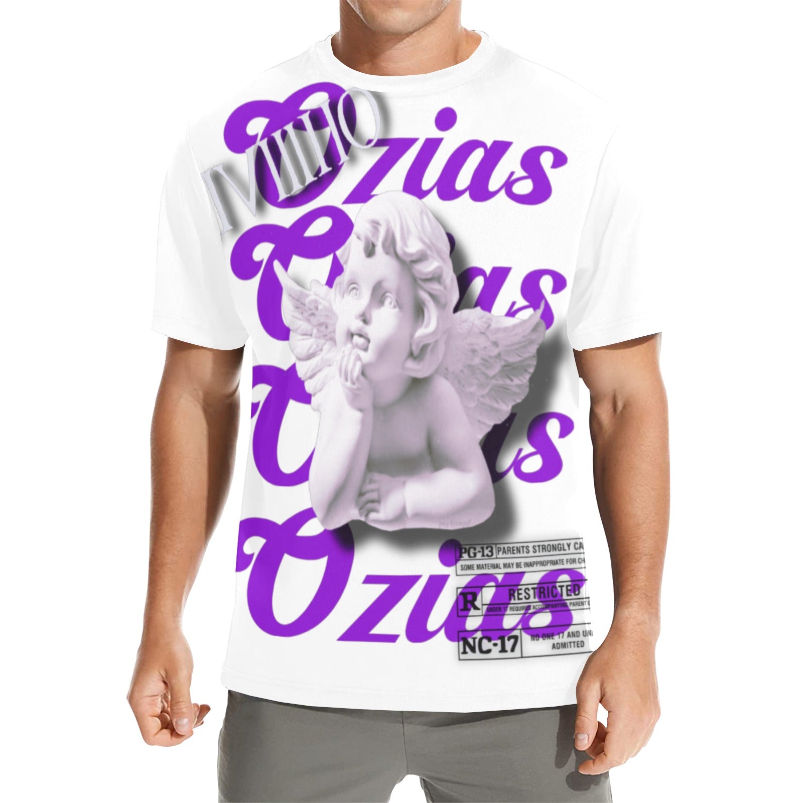 white and purple ozias angel shirt