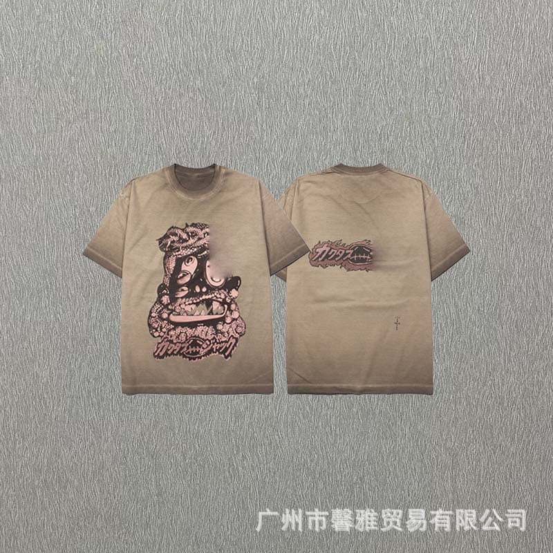 American high street loose top style casual washable distressed short-sleeved T-shirt trend