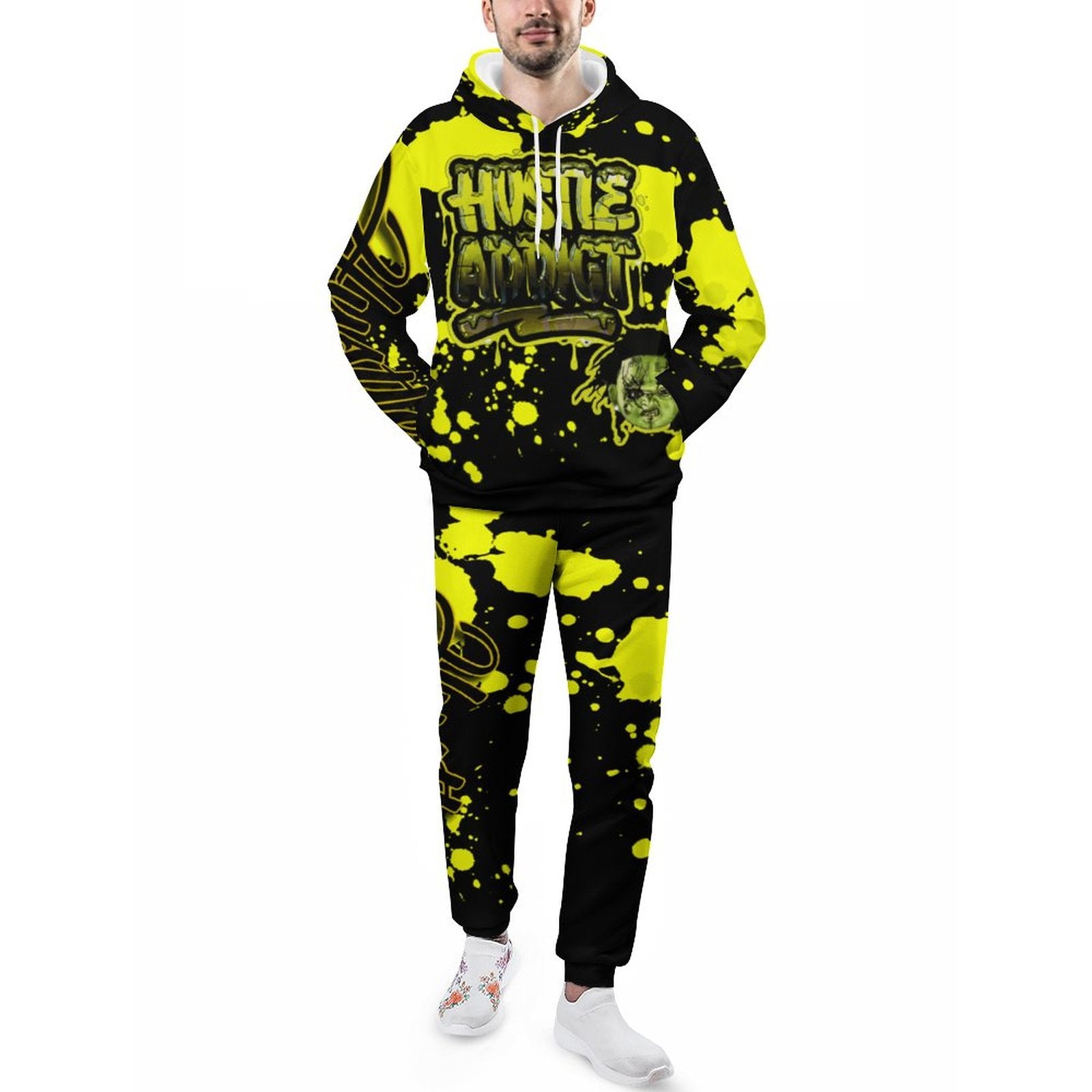 yellow splatt hustle addict jogger set
