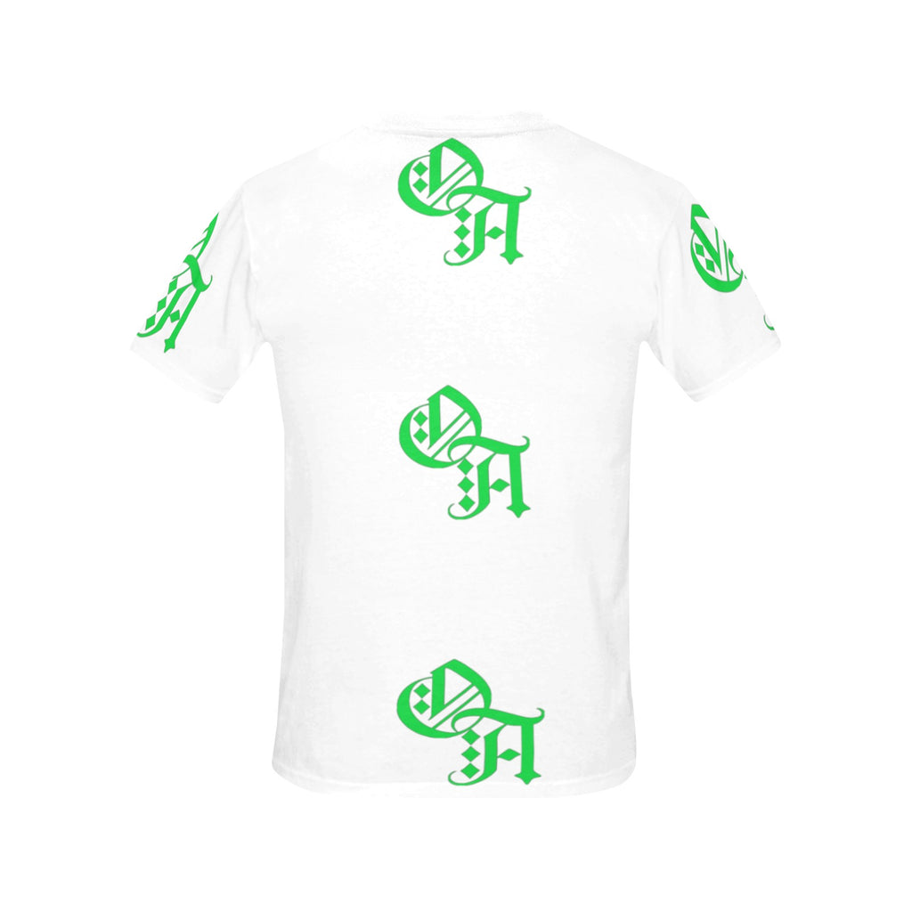 white and green oa shirt