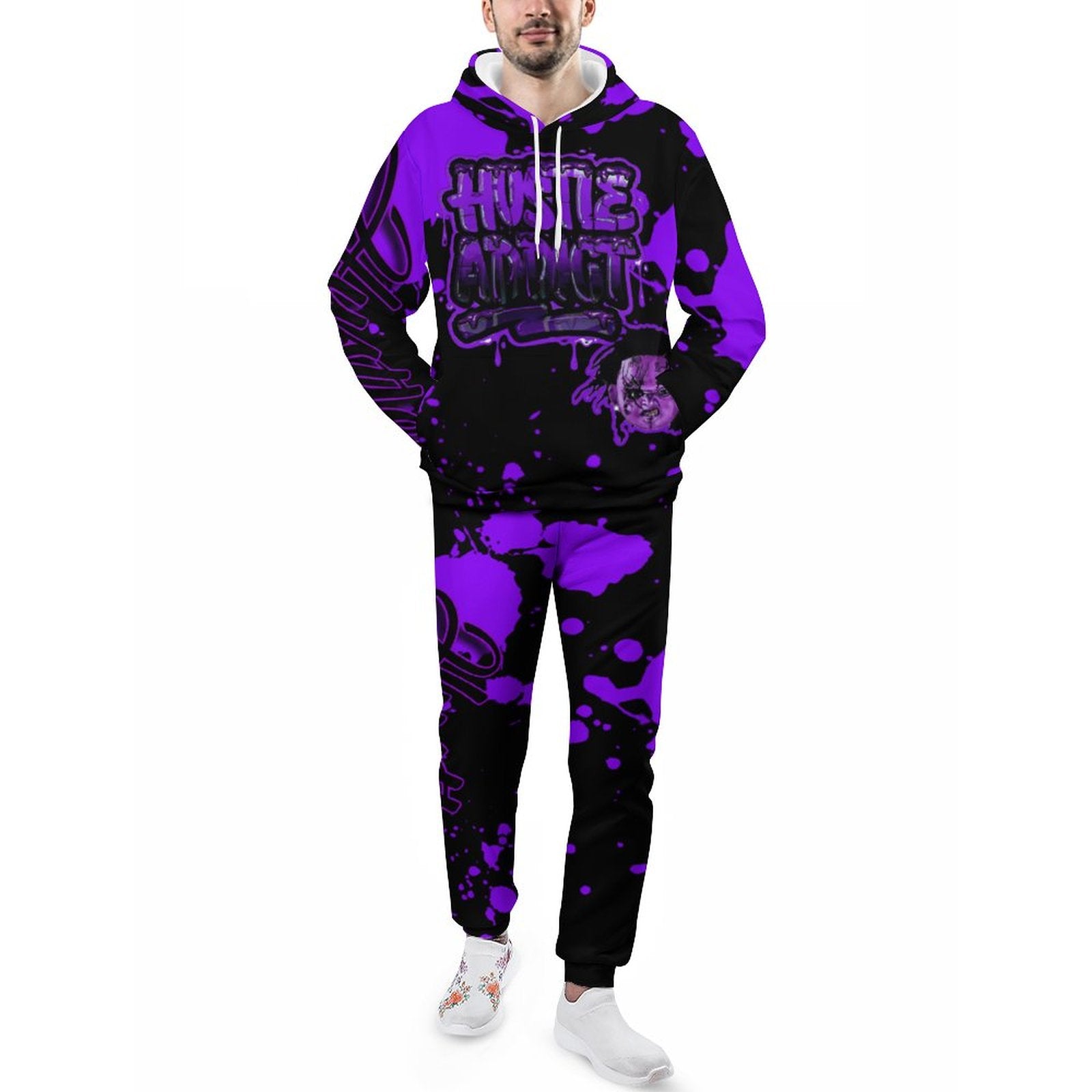 purple splatt hustle addict jogger set