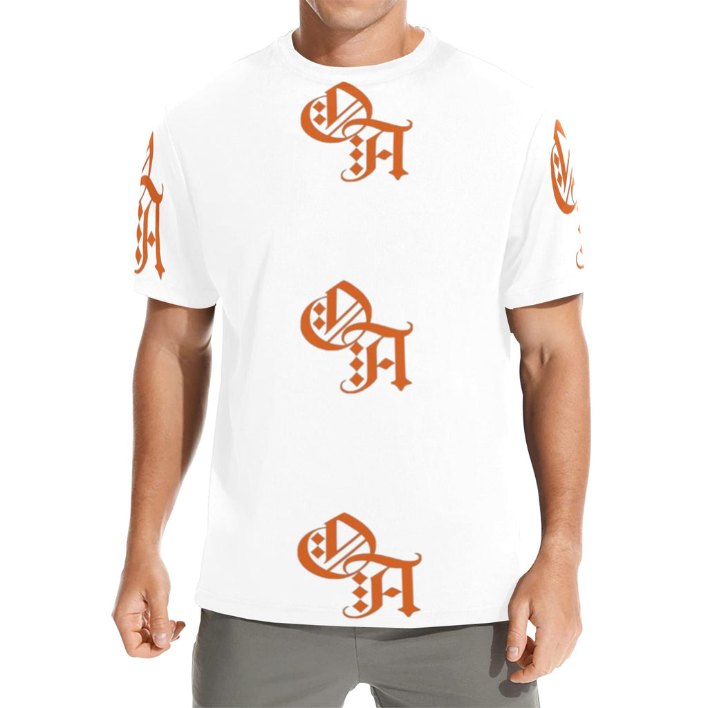 white and orange oa shirt