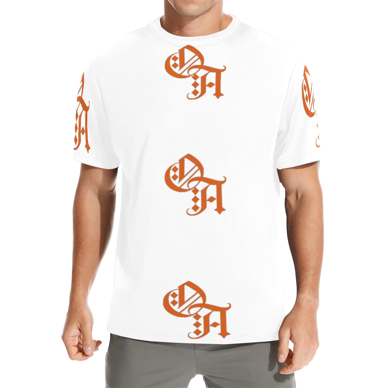 white and orange oa shirt