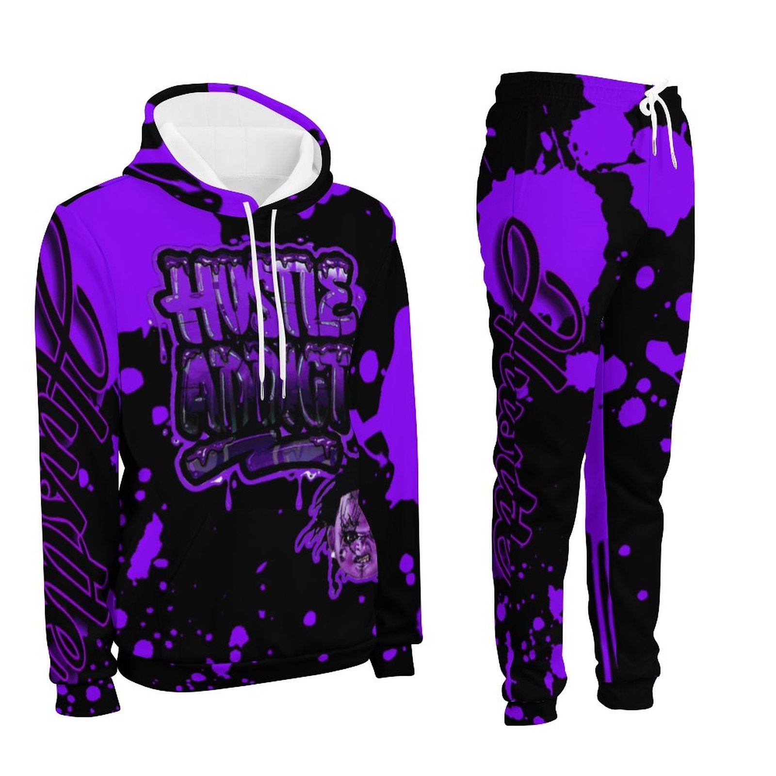 purple splatt hustle addict jogger set