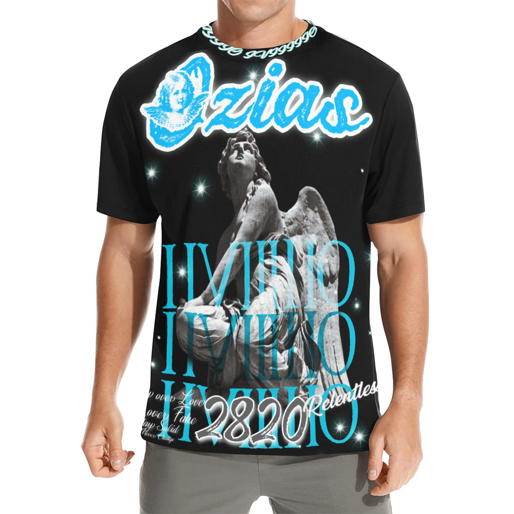 black and teal iiviiiiio shirt