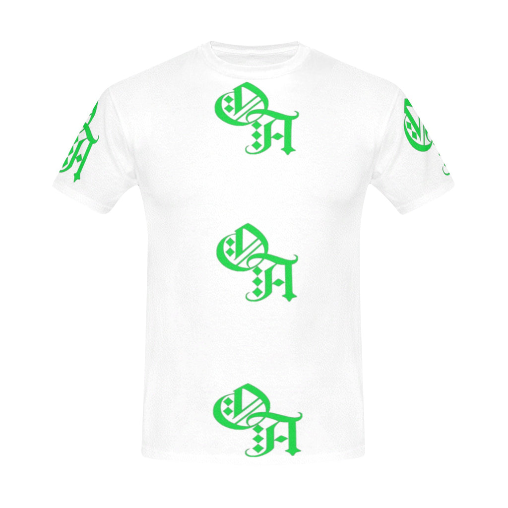 white and green oa shirt