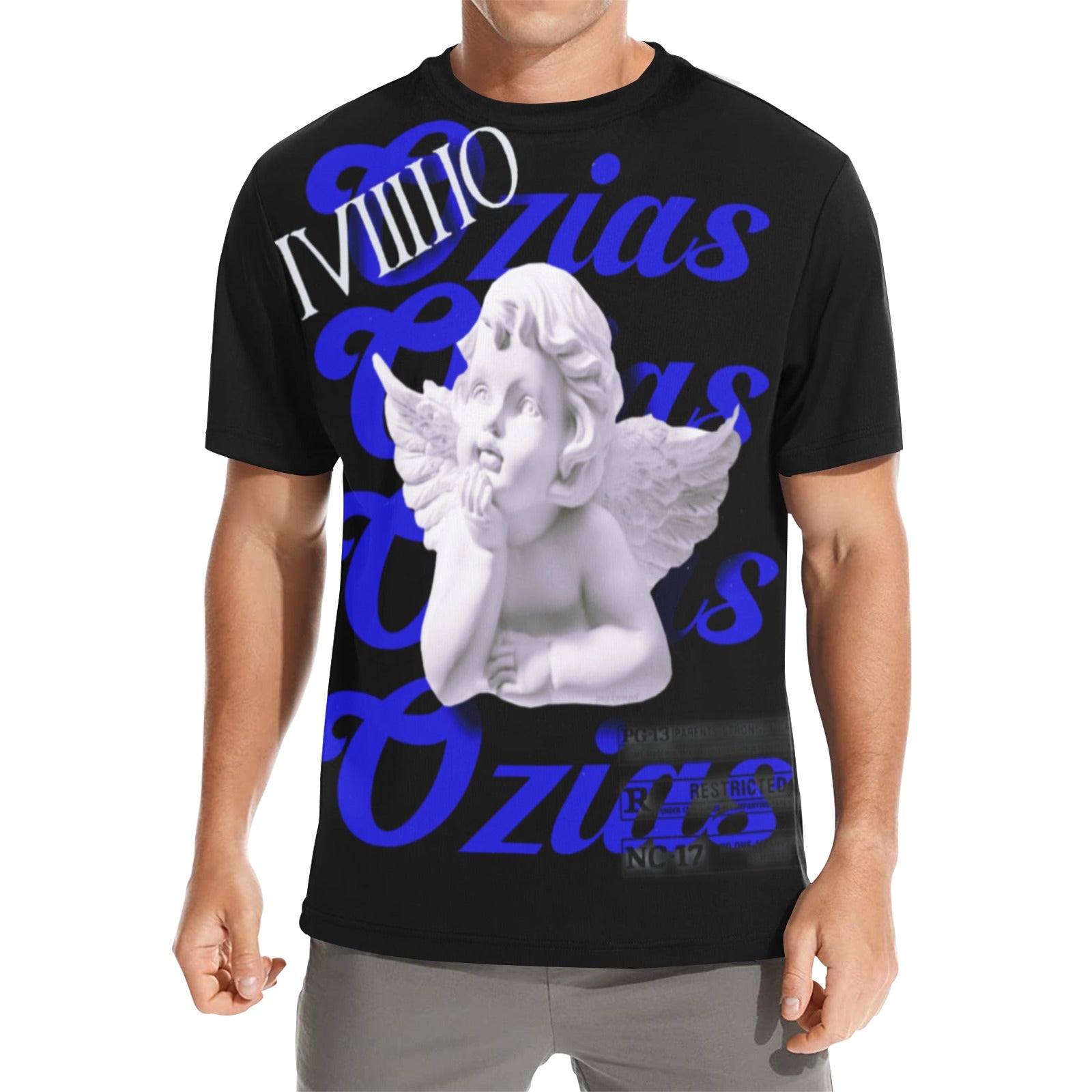 blck and blue ozias angel shirt