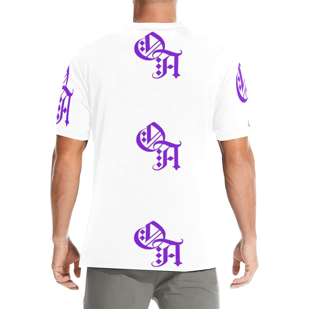 white and purple oa shirt