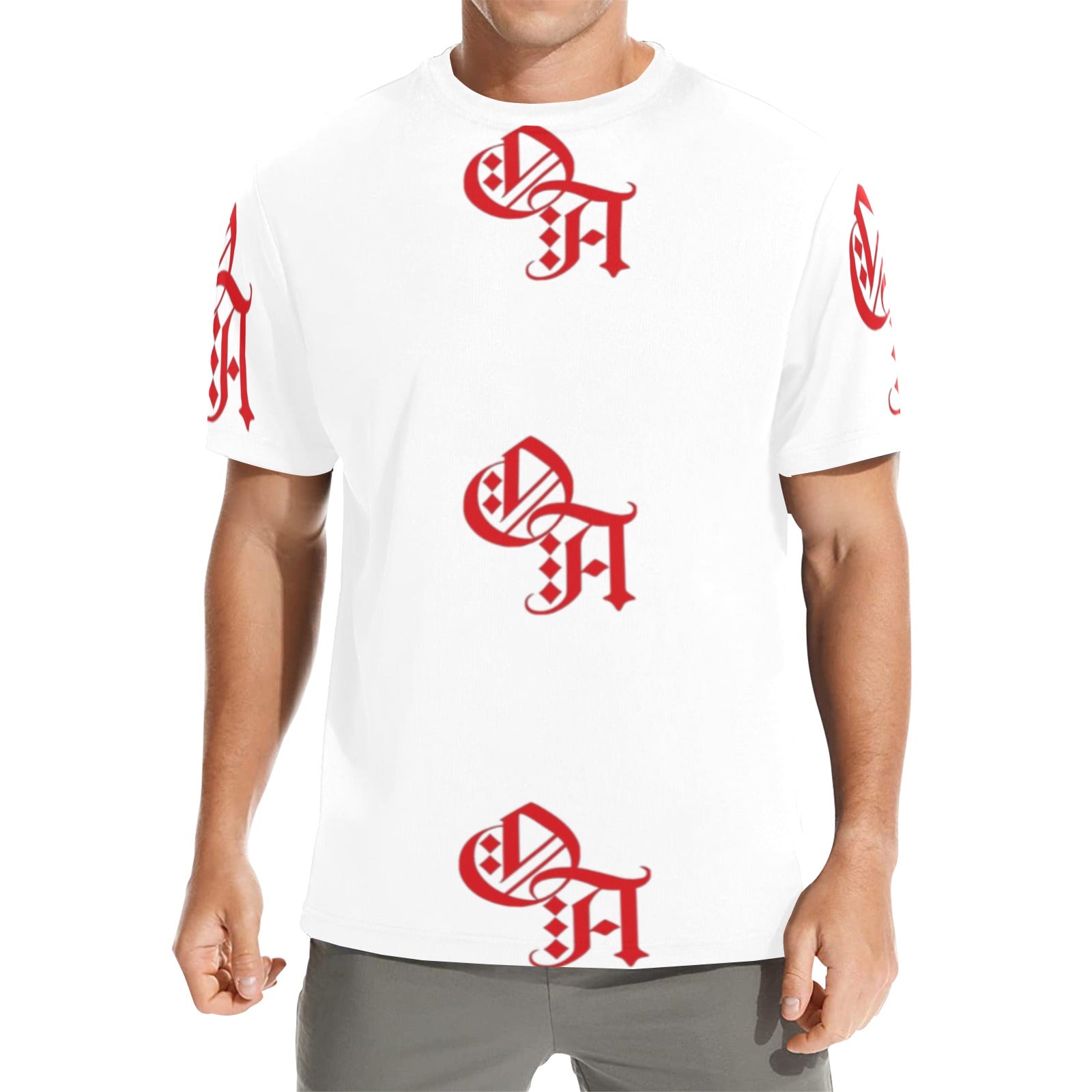 white and red oa shirt