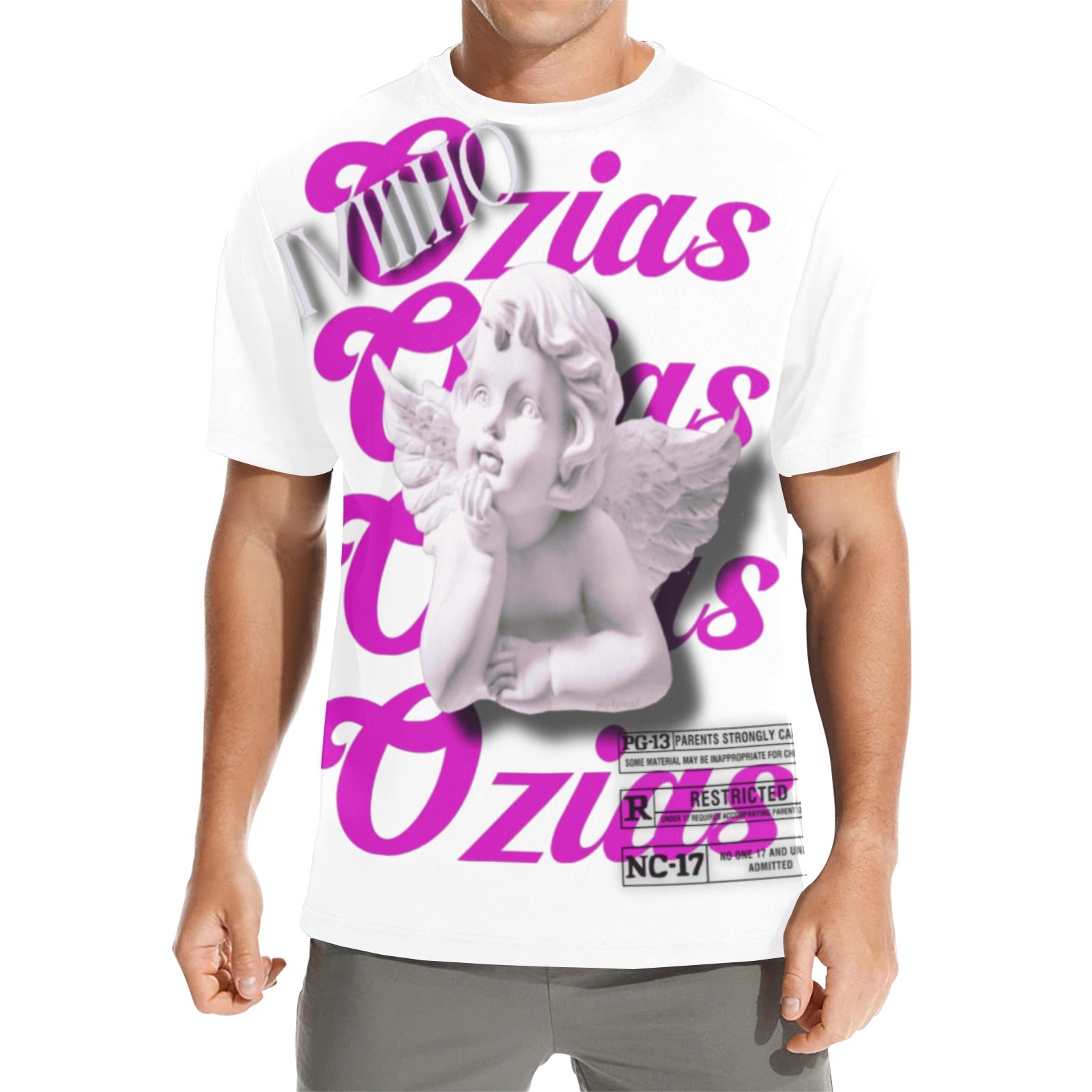 white and pink ozias angel shirt