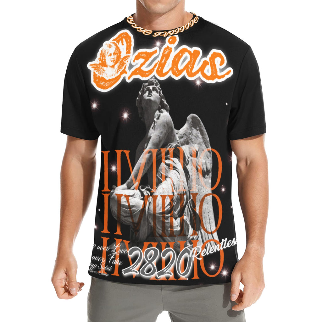 black and orange iiviiiiio shirt