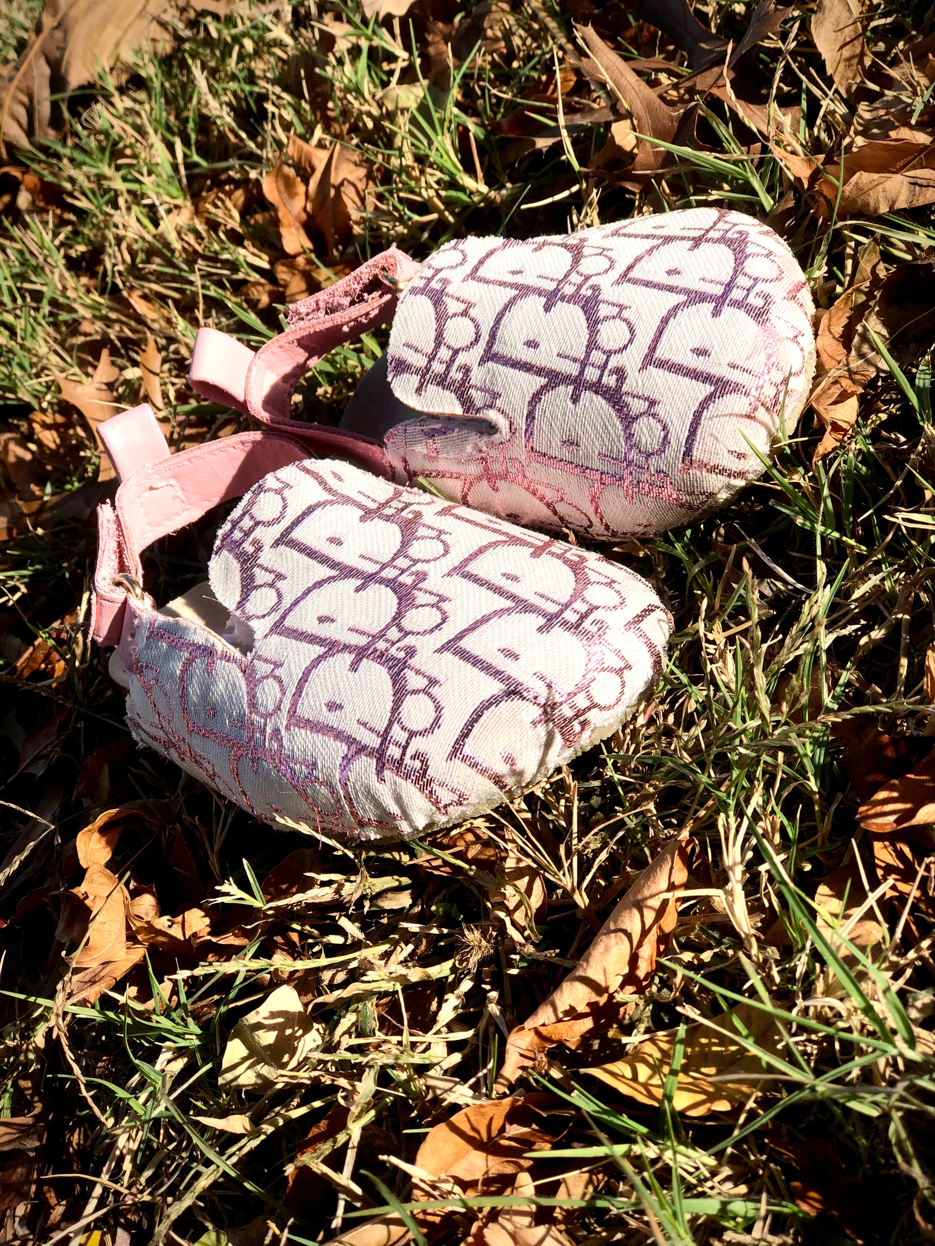 White and Pink Dior Footbed Slides