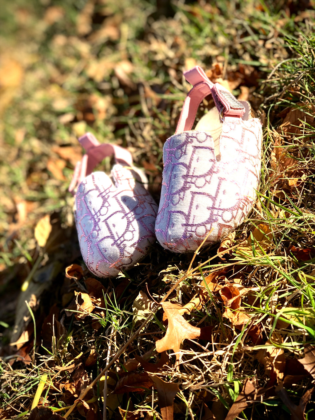 White and Pink Dior Footbed Slides