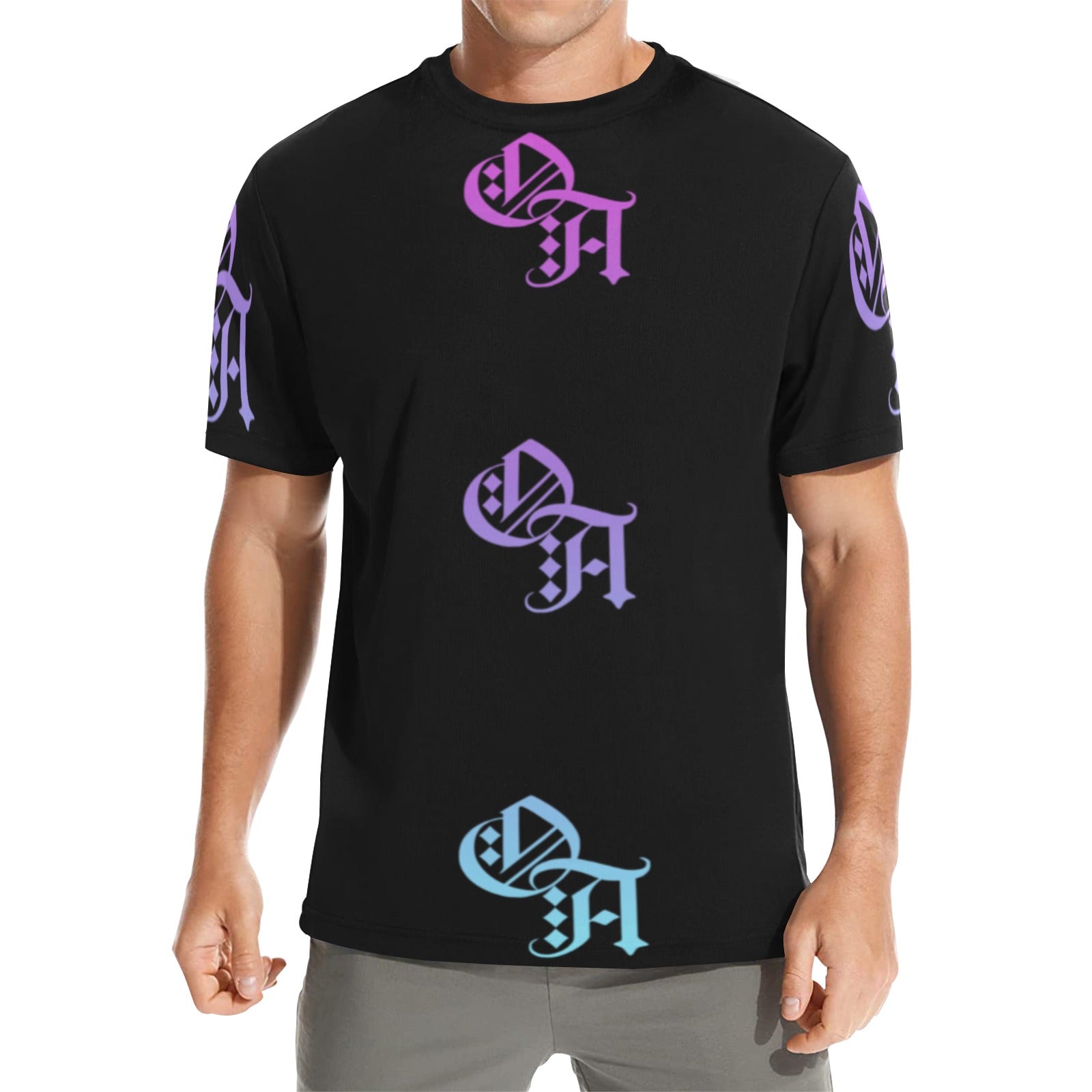 black and tri-color gradient oa shirt