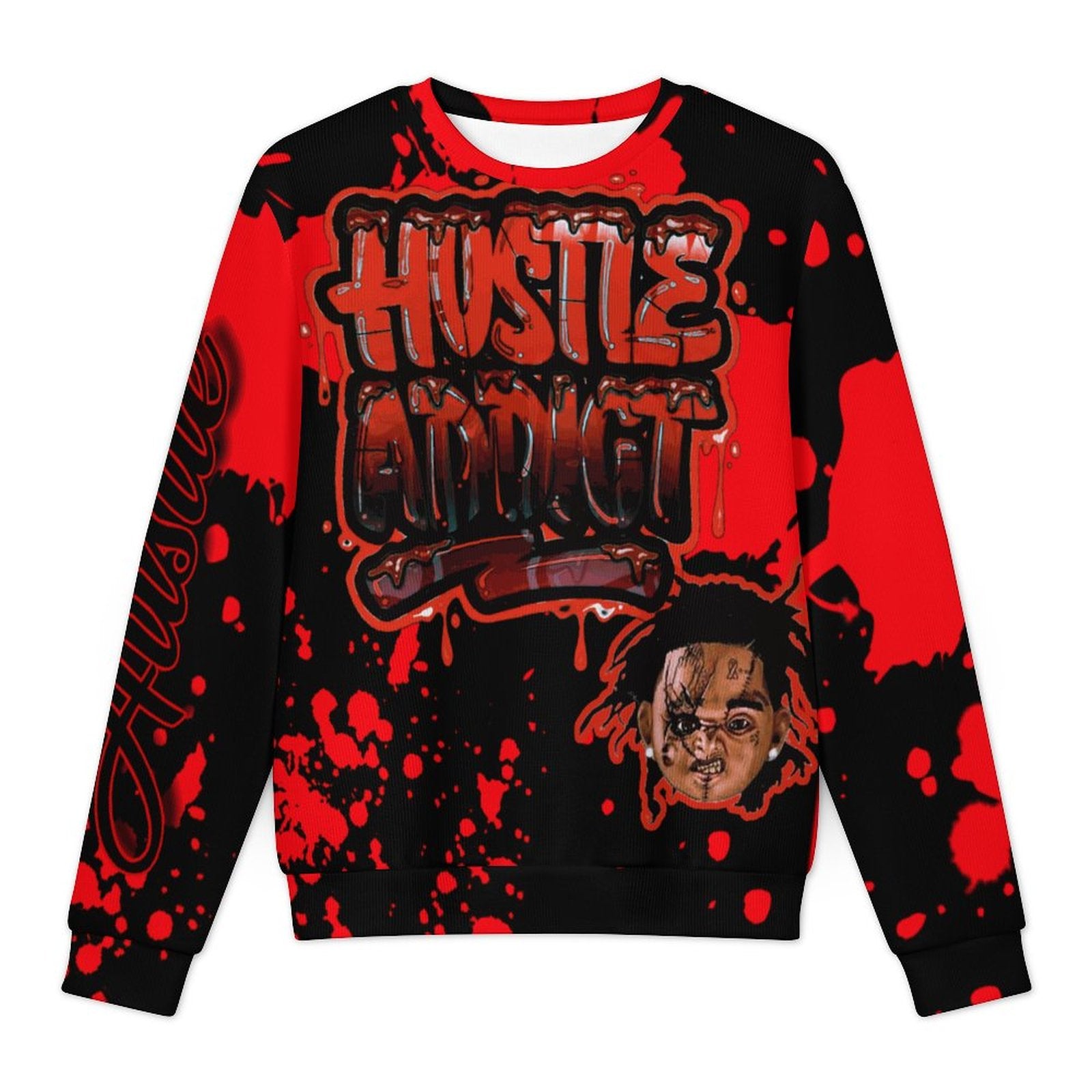 red splatt hustle addict sweater