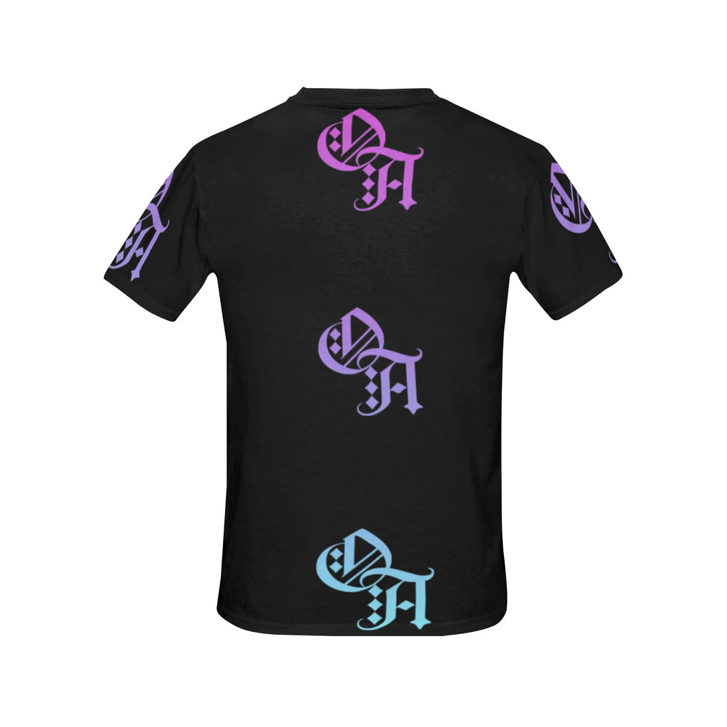 black and tri-color gradient oa shirt