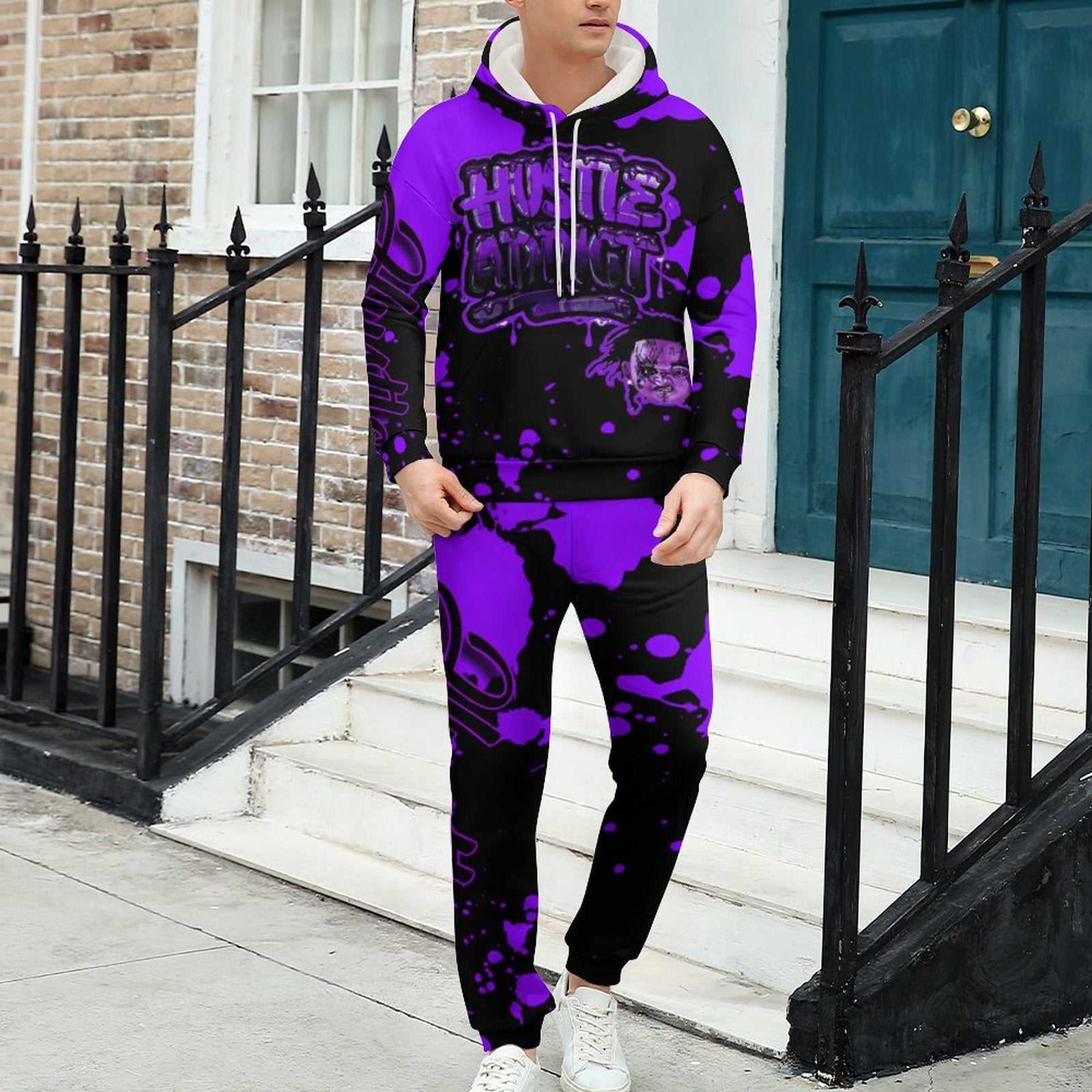 purple splatt hustle addict jogger set