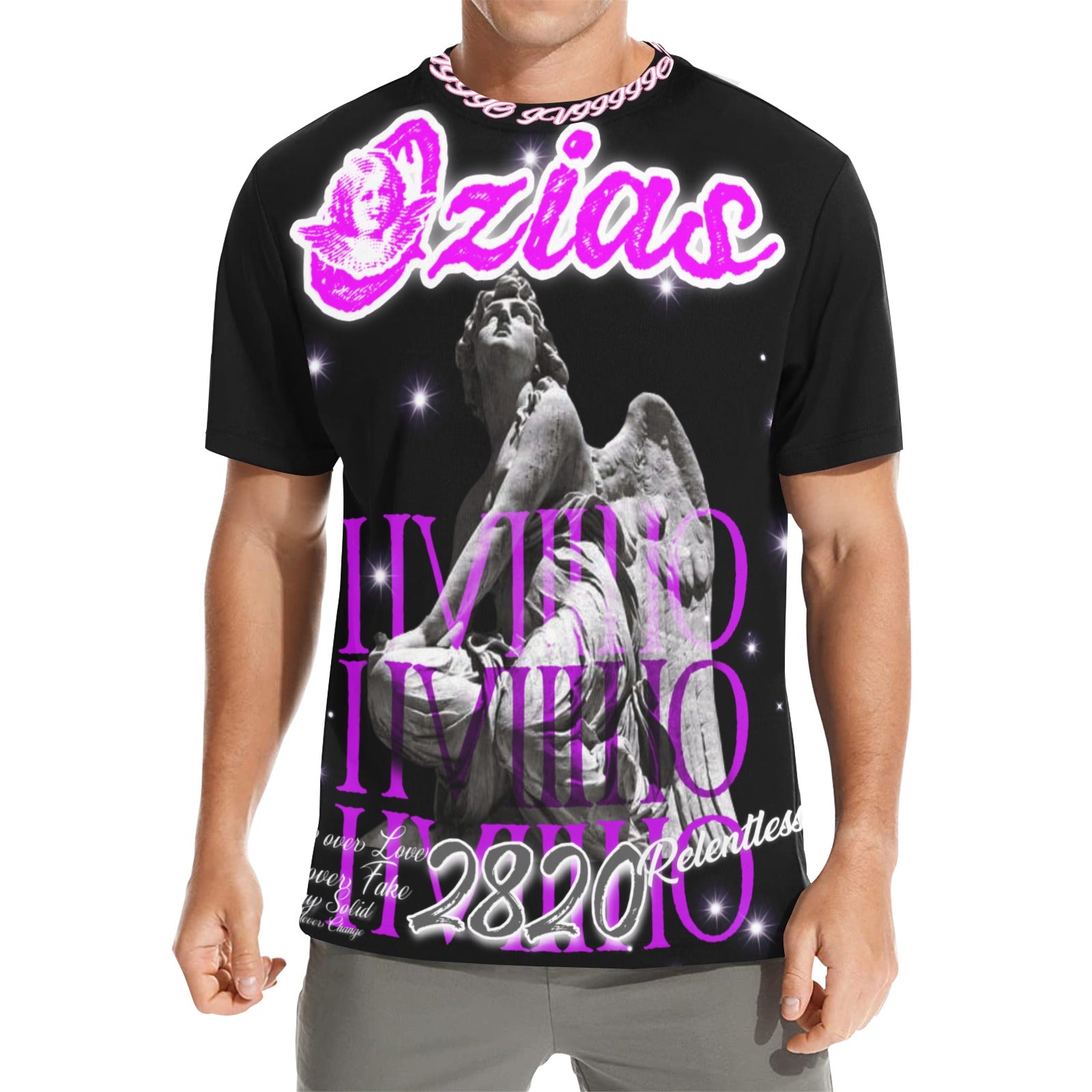 black and pink iiviiiiio shirt