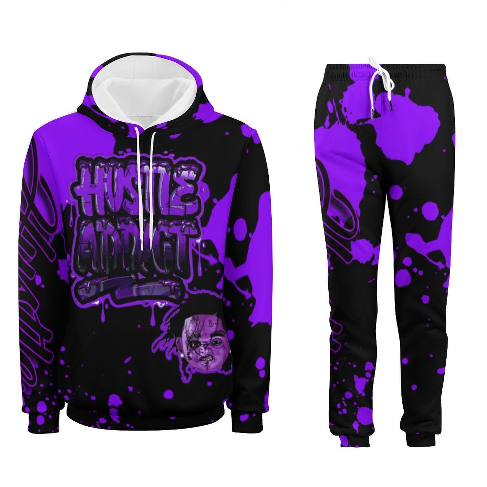 purple splatt hustle addict jogger set