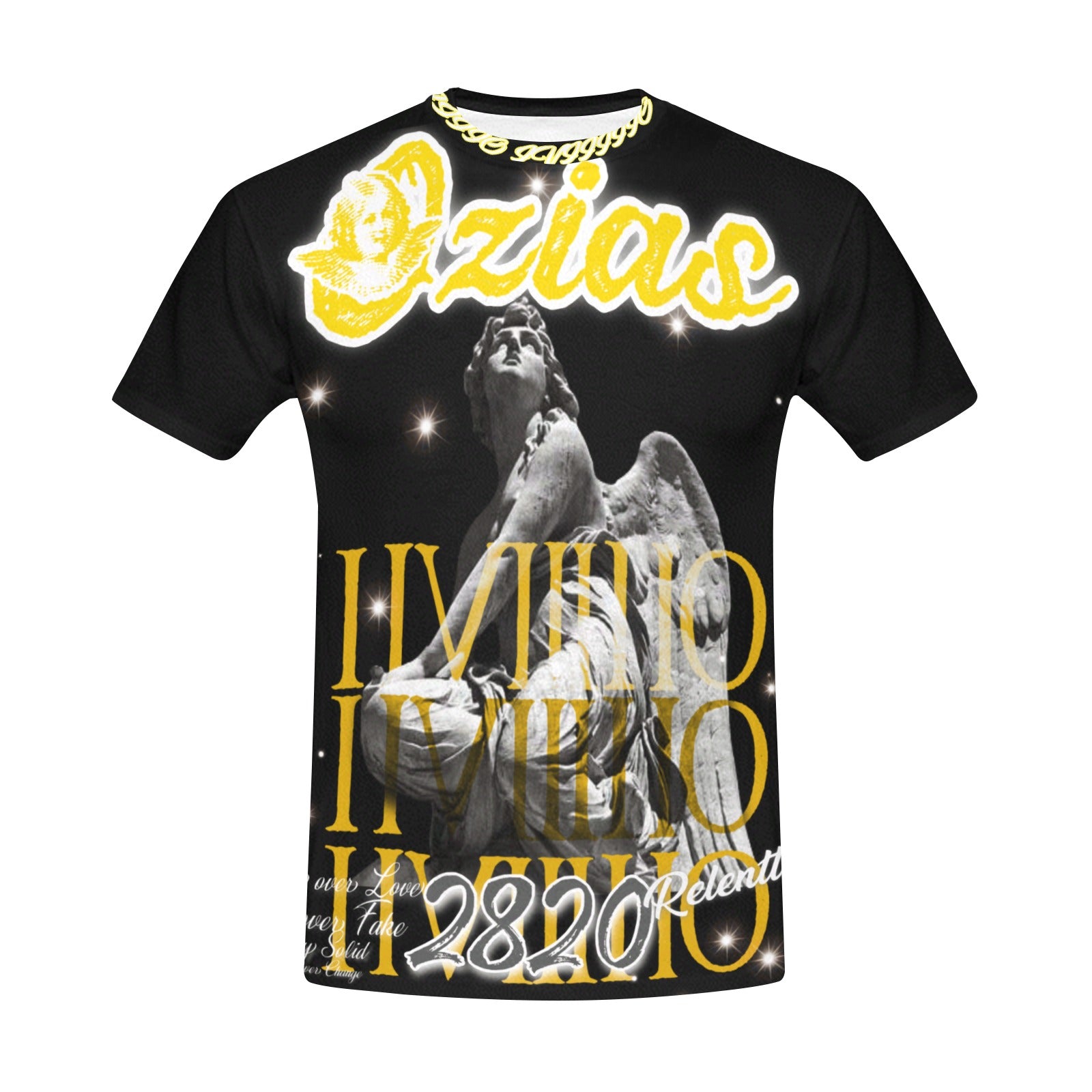 black and yellow iiviiiiio shirt