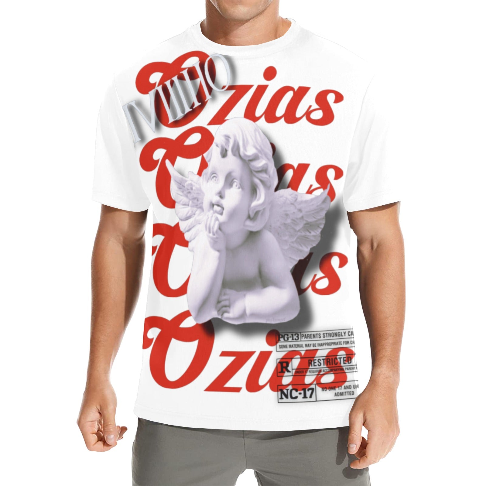 white and red ozias angel shirt