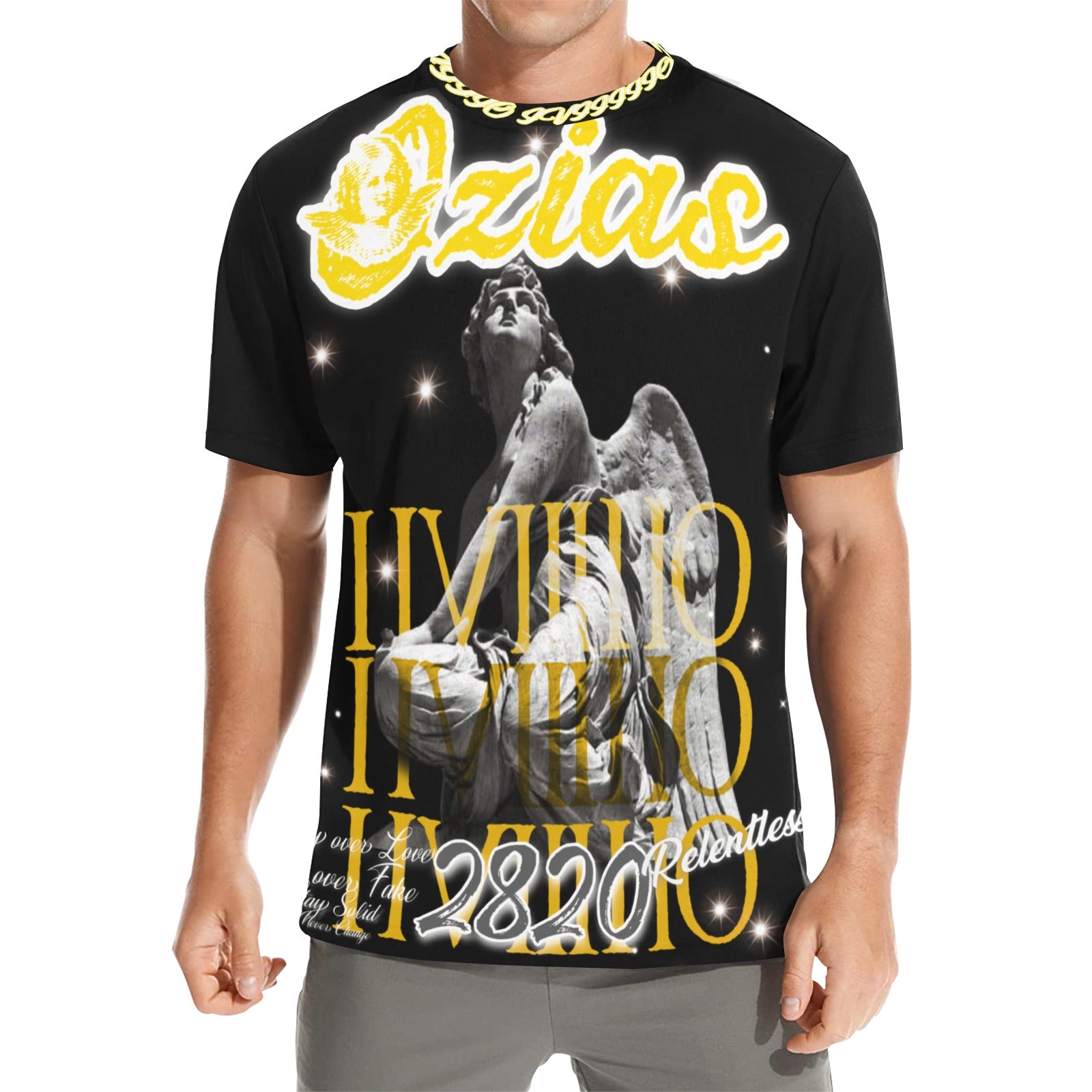 black and yellow iiviiiiio shirt