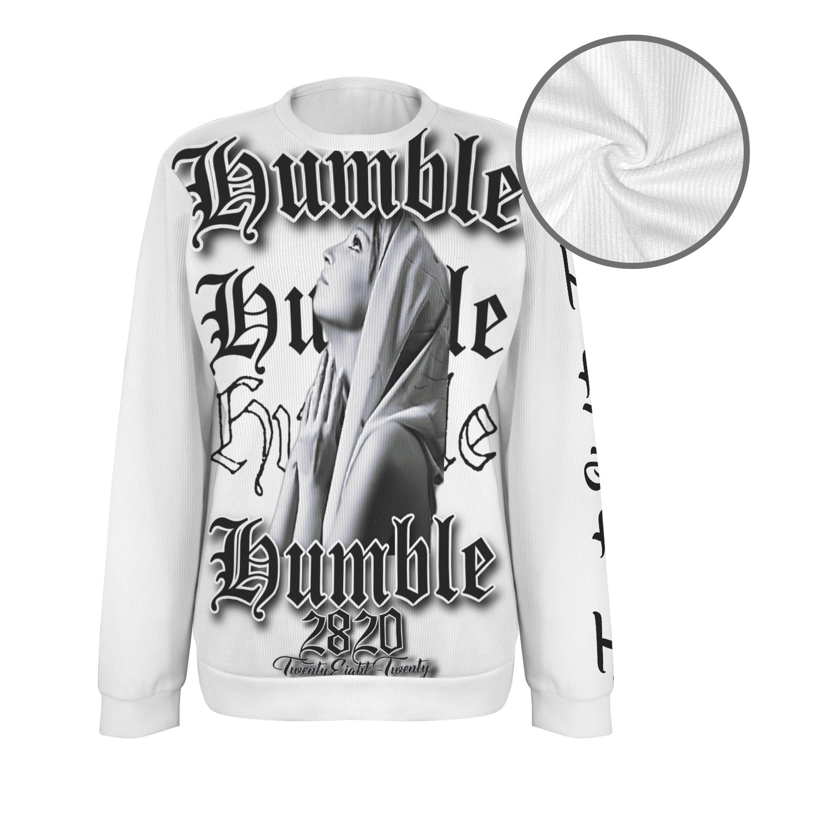 white humble sweater