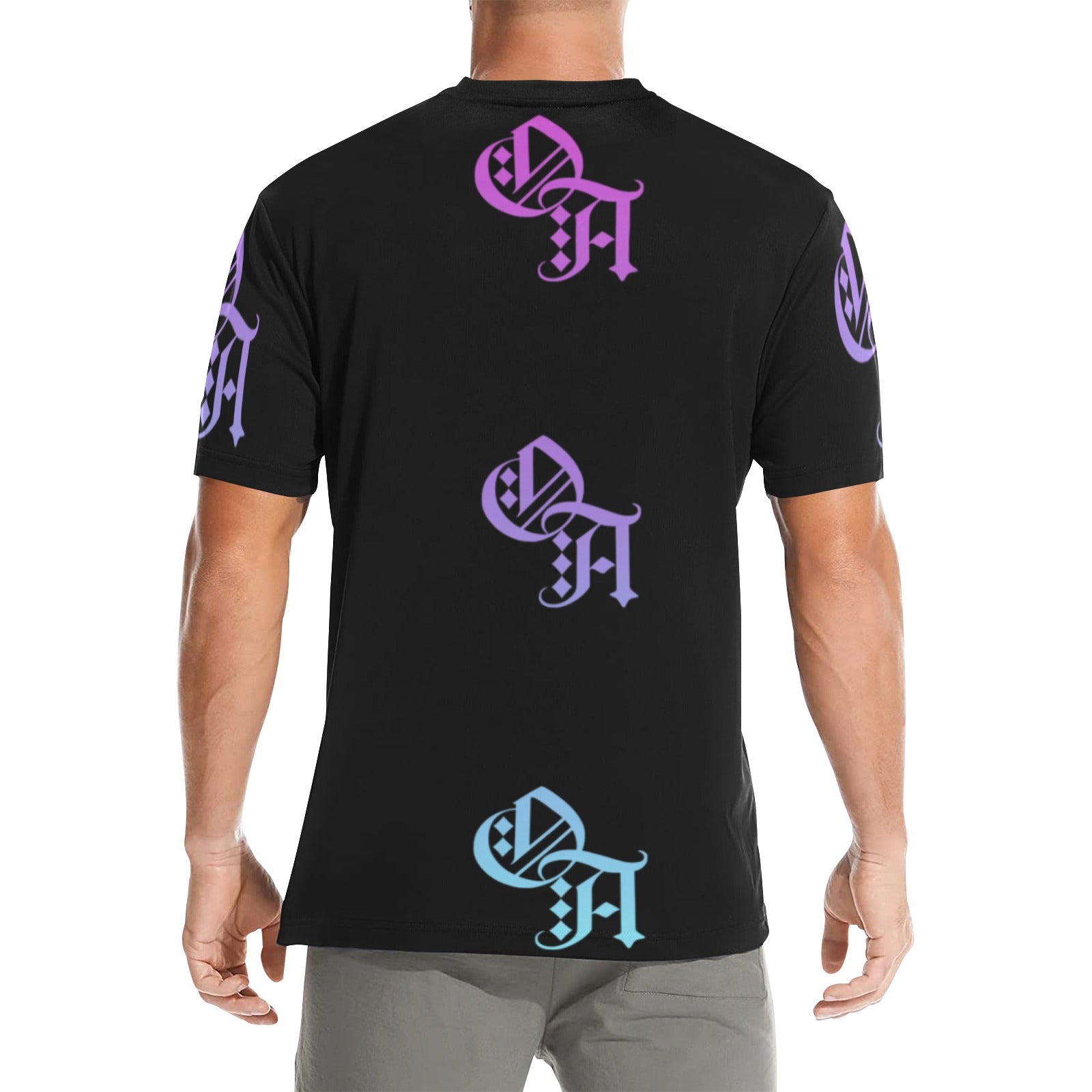 black and tri-color gradient oa shirt