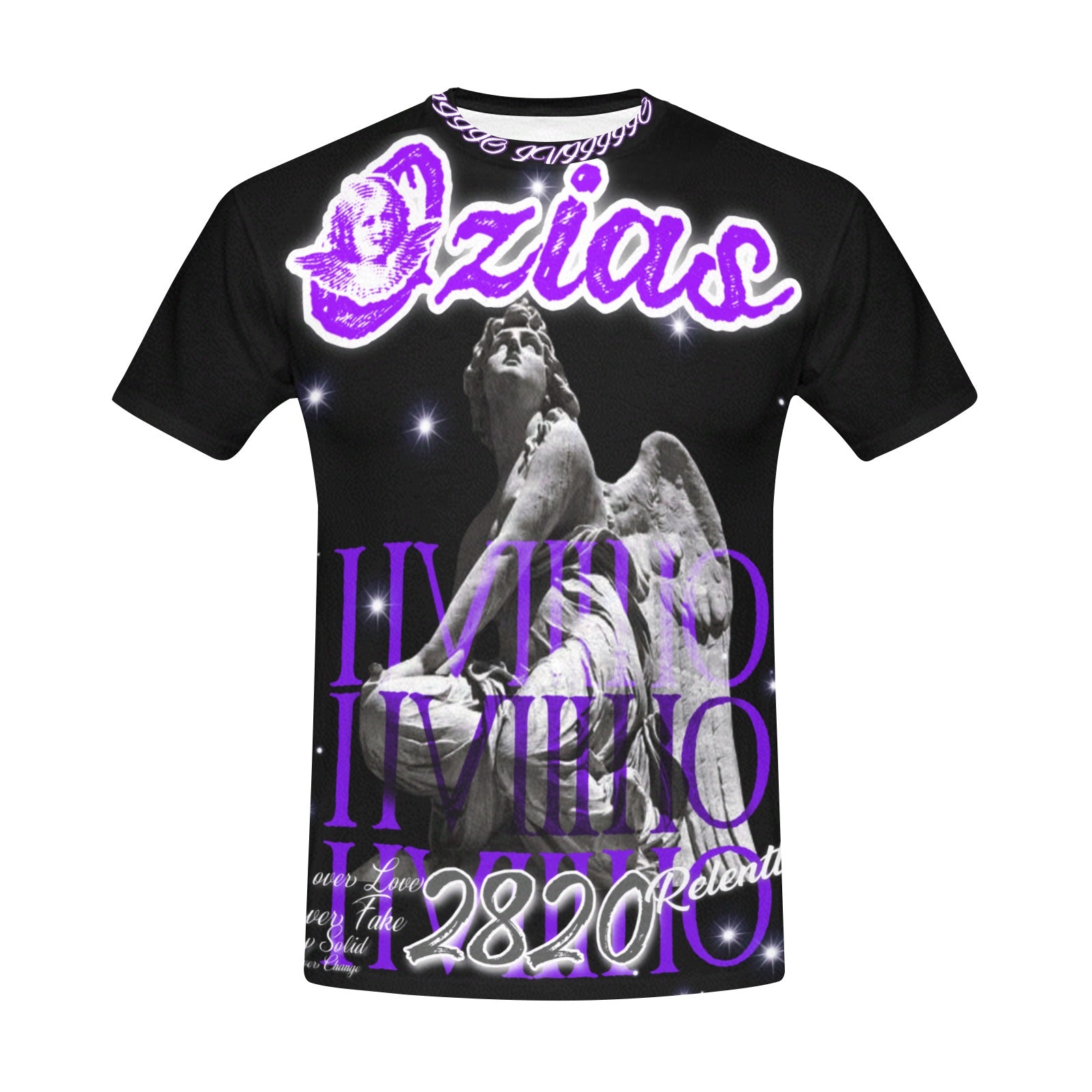 black and purple iiviiiiio shirt