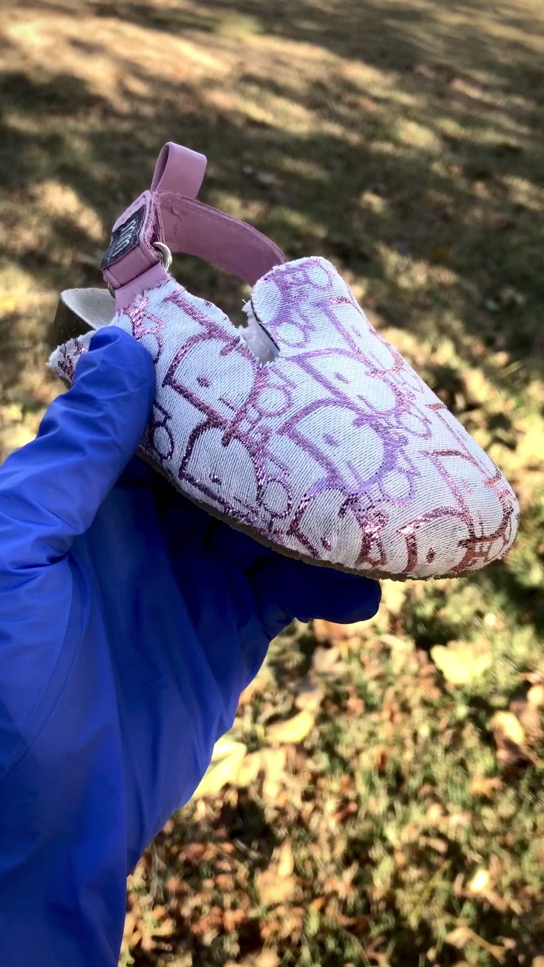 White and Pink Dior Footbed Slides